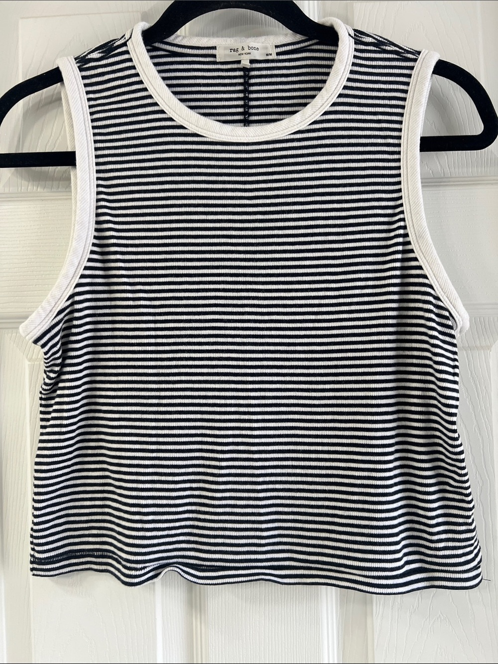 rag & bone Black and White Striped Ribbed Tank Pit to Pit 18” Length 18”